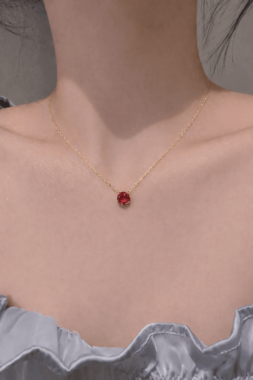 Ruby Solitaire Elegance Necklace