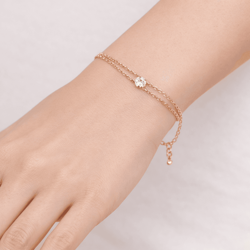 Double Chain Solitaire Bracelet