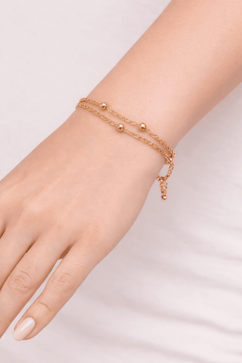 Double Chain Golden Bead Bracelet