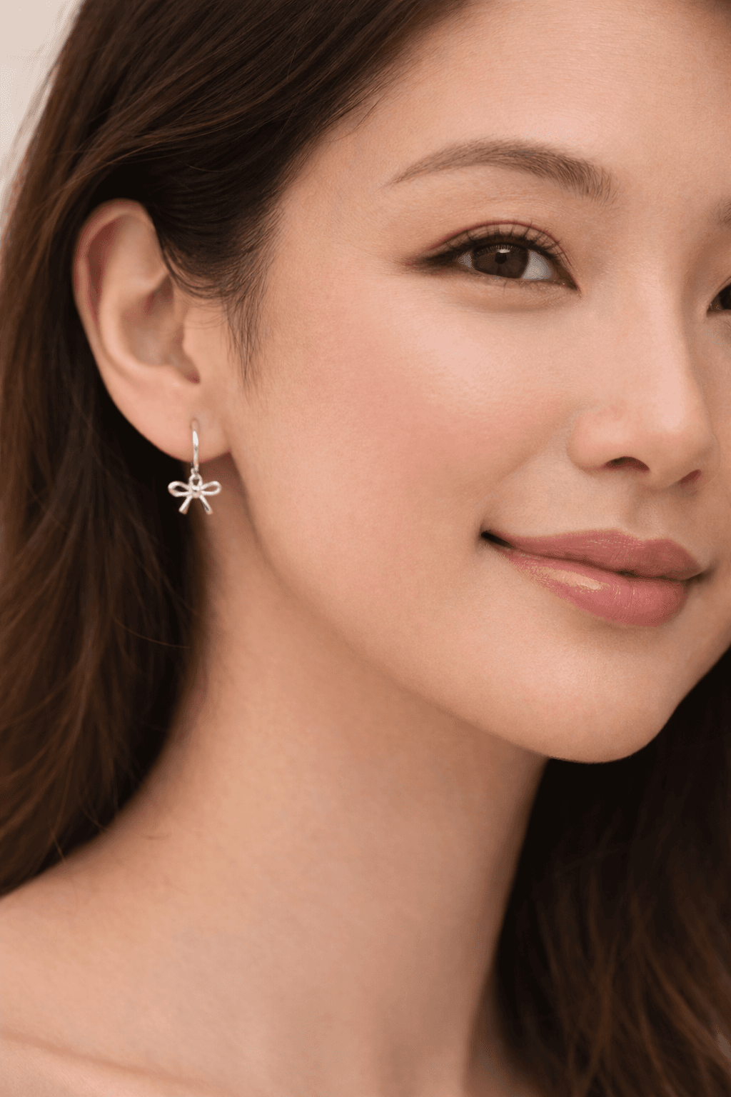 Silver Mini Bow Hook Earrings