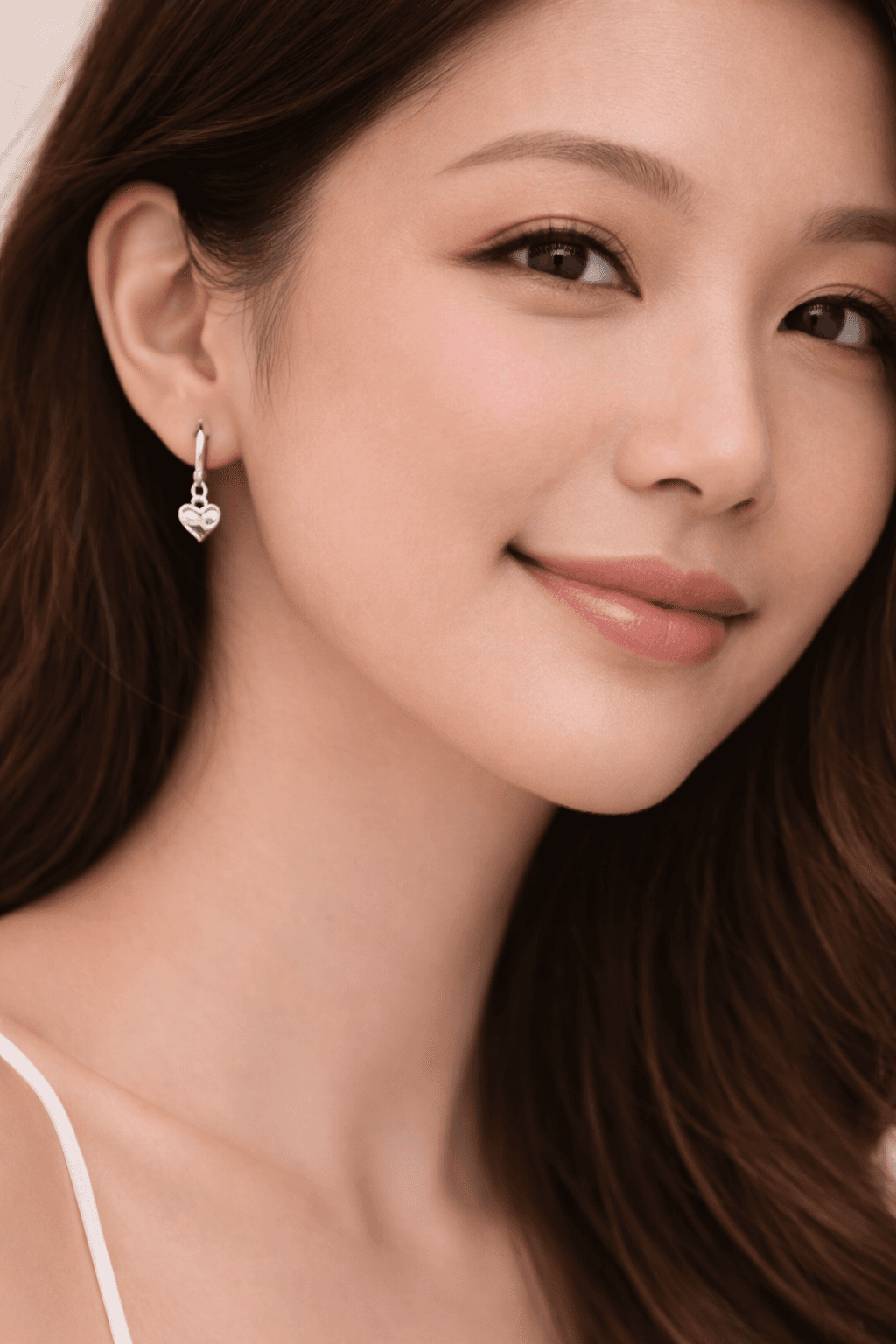 Silver Petite Heart Drop Earrings - View 1