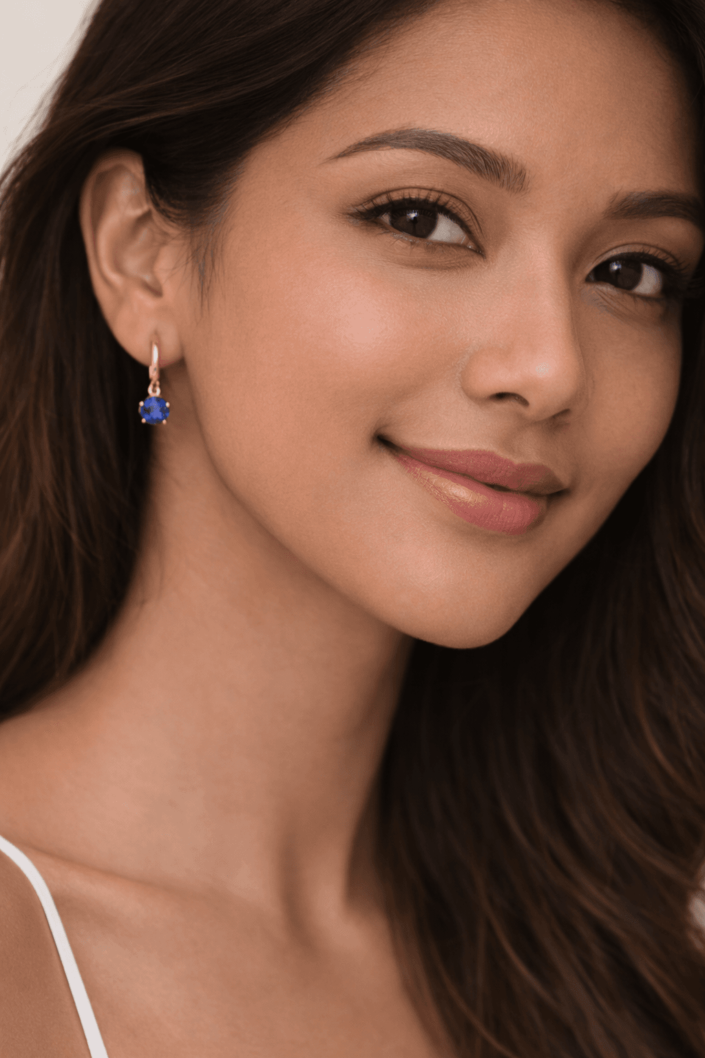 Sapphire Blue Drop Stud Earrings - View 1