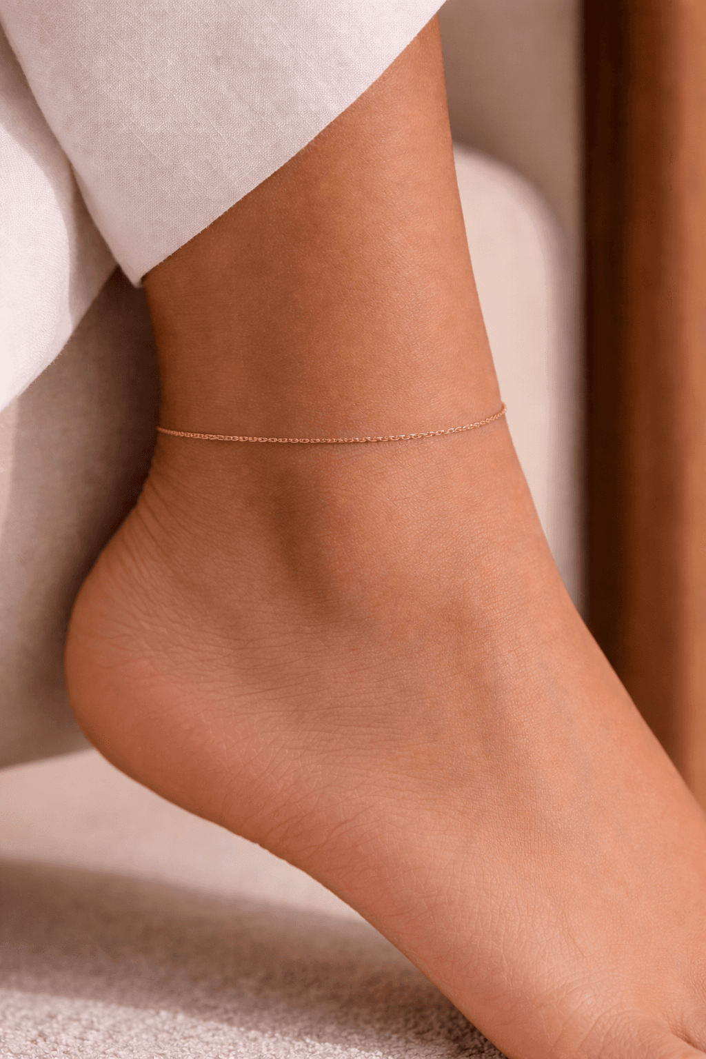 Ultra-Minimal Gold Chain Anklet