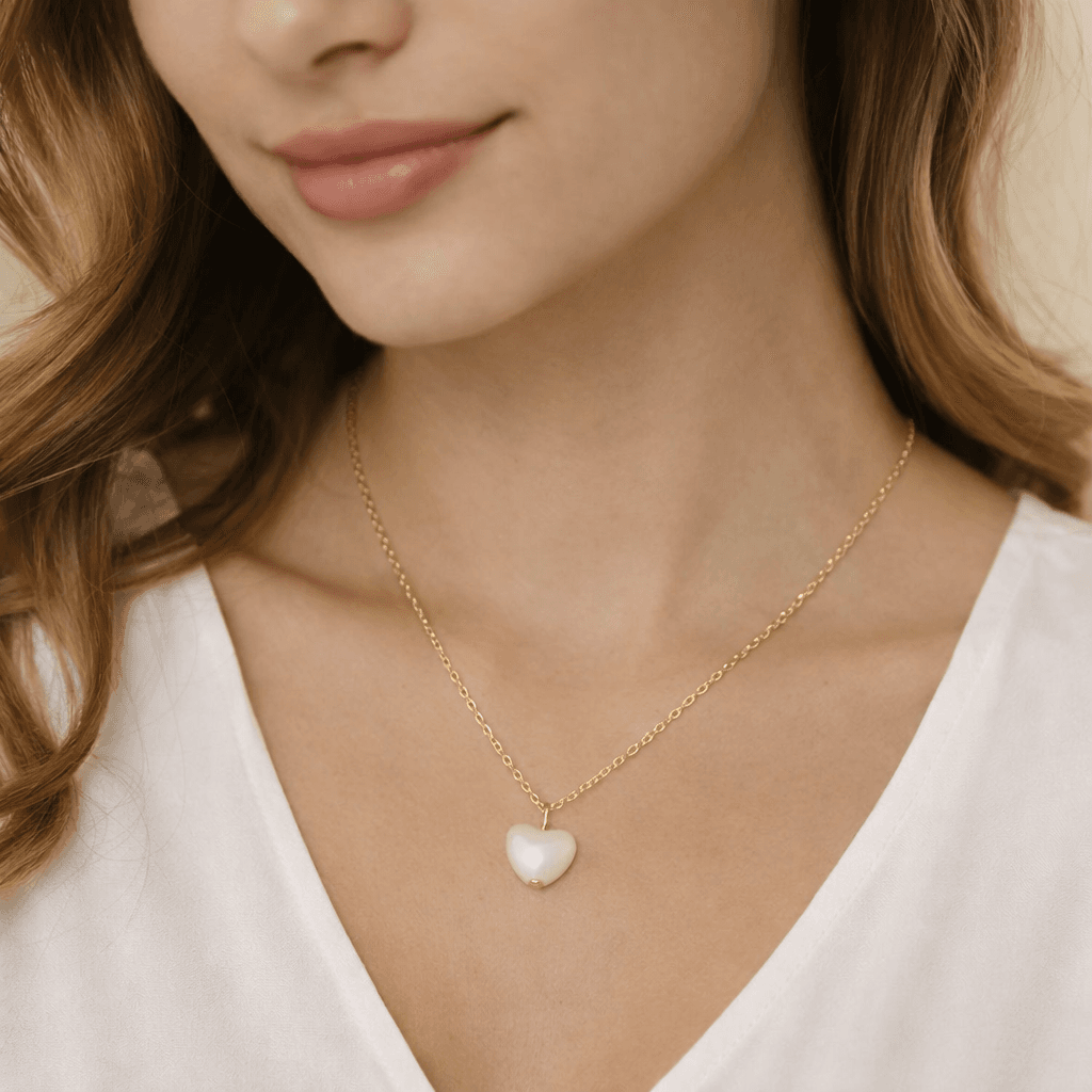 Serena Pearl Heart Necklace - View 1