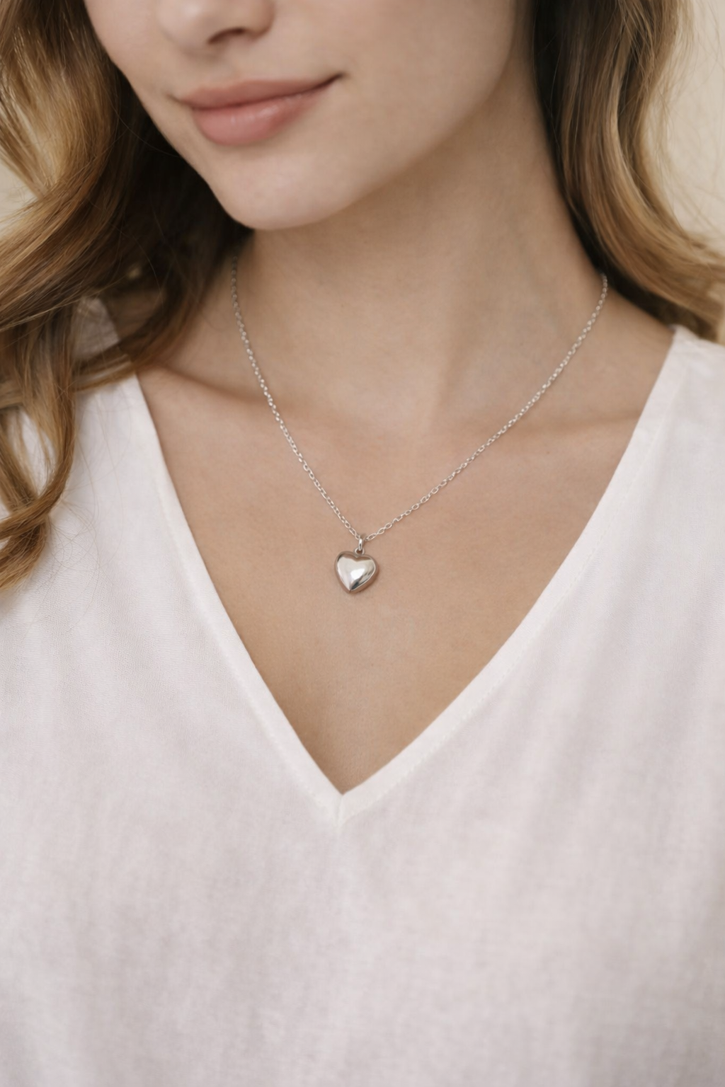 Luna Silver Heart Necklace - View 1