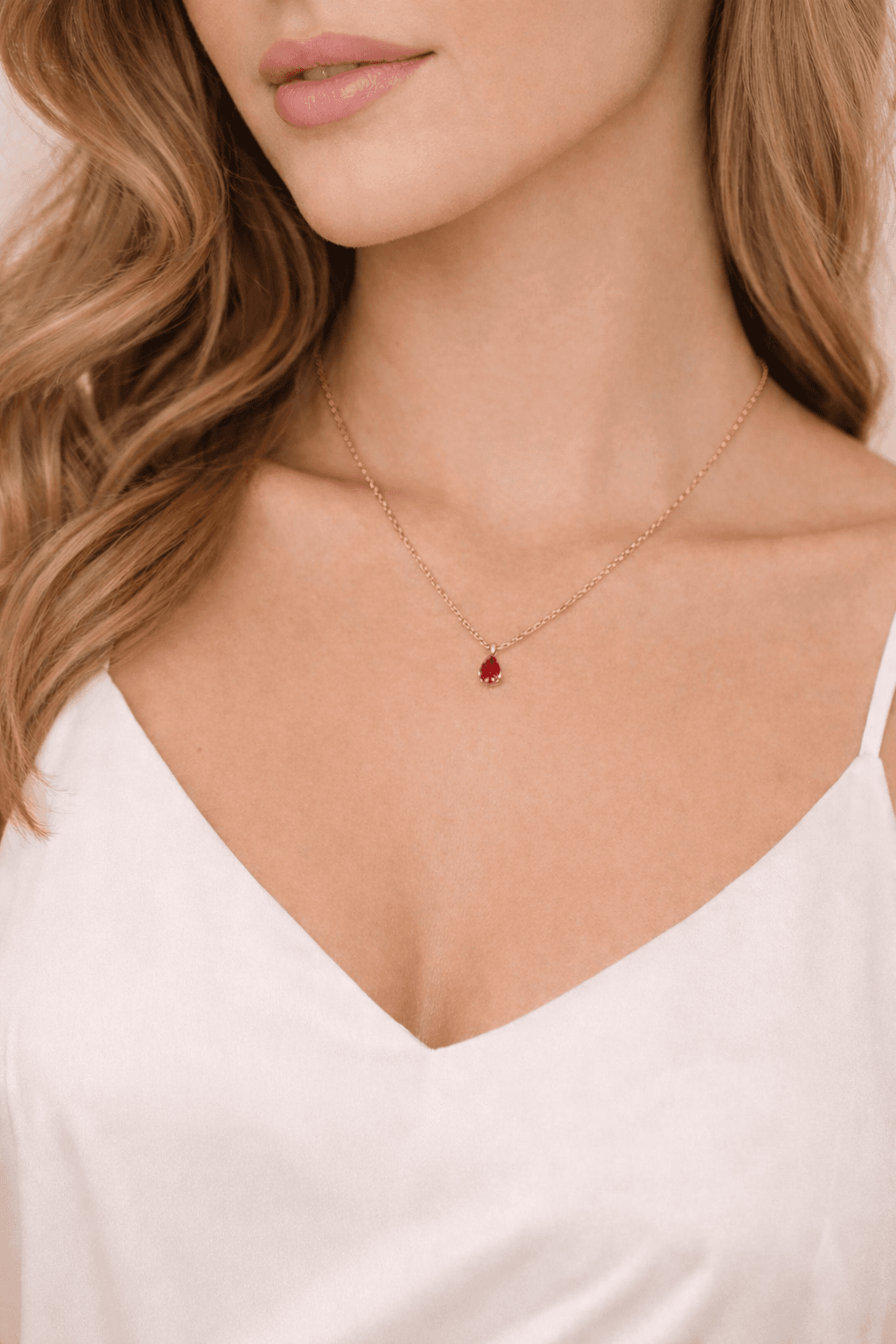 Ruby Mini Drop Necklace - View 1
