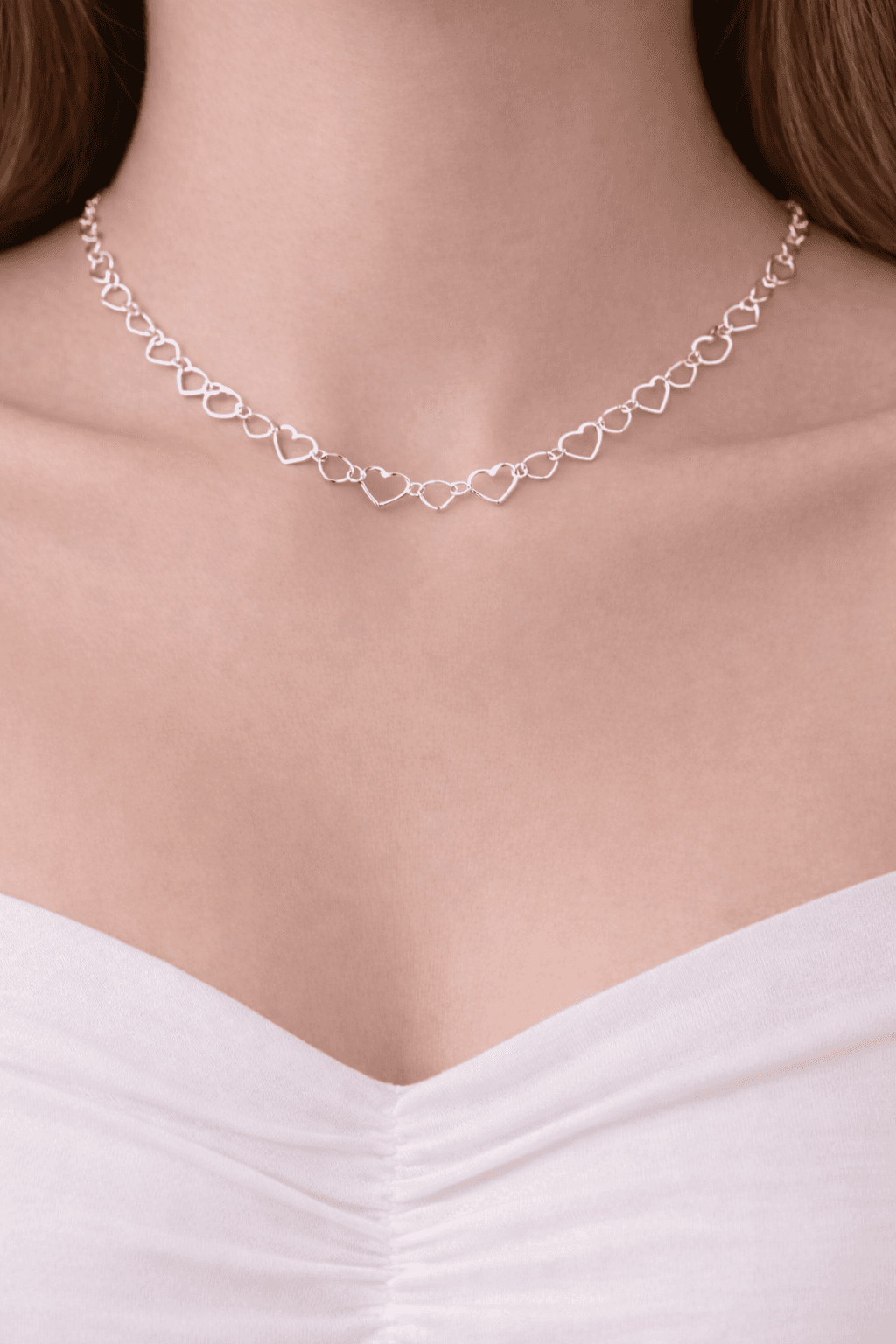 Silver Heart Charm Chain - View 1