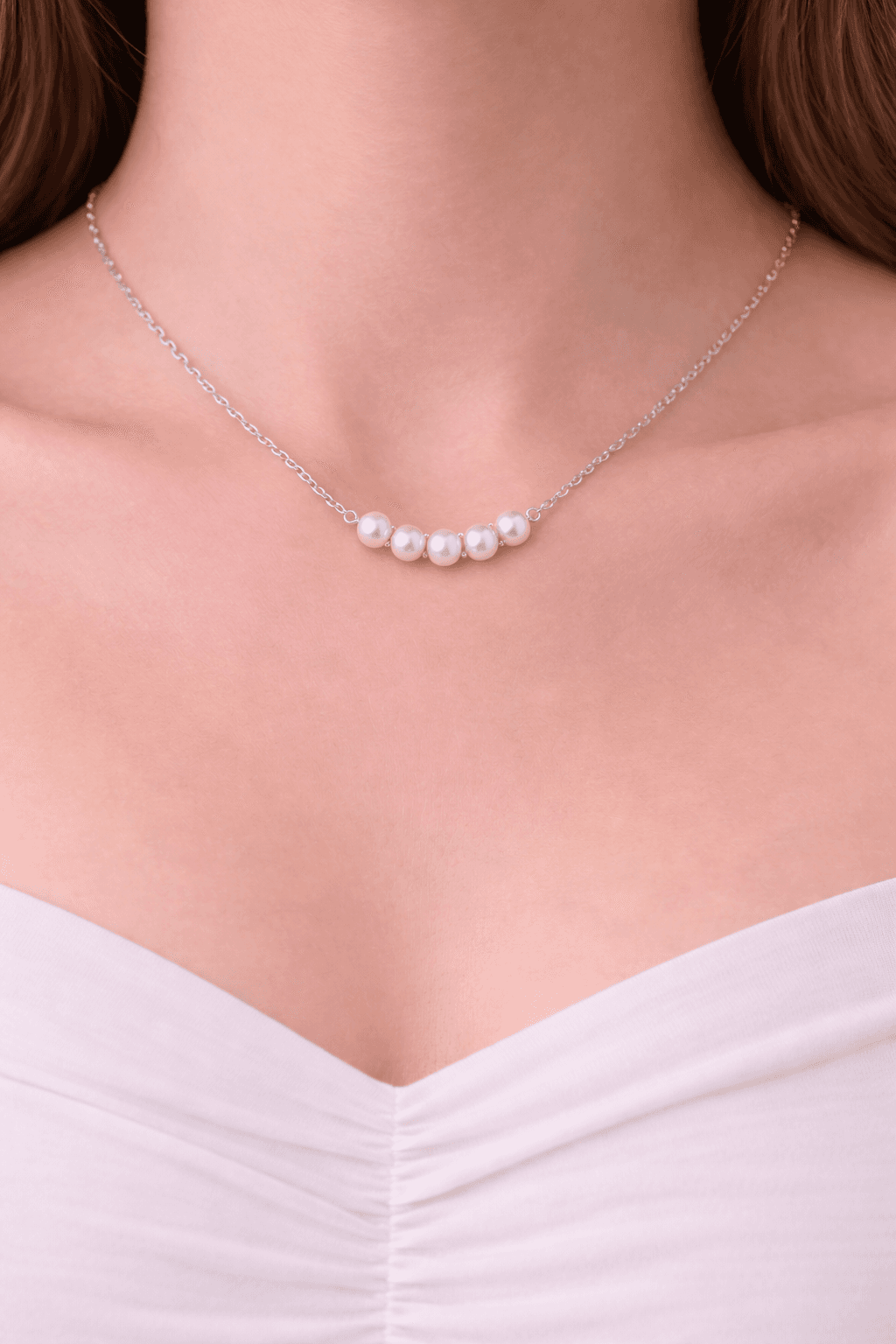 Classic Pearl Line Necklace - View 1